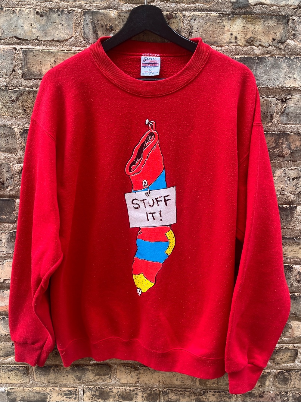 Vintage Christmas Holiday Crewneck Sweatshirt Stuff It! Red Size Large